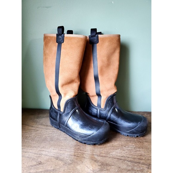 UGG Raincloud Tall Chestnut Suede Waterproof Rain Boots Size US Women Sz  9 - Picture 1 of 13